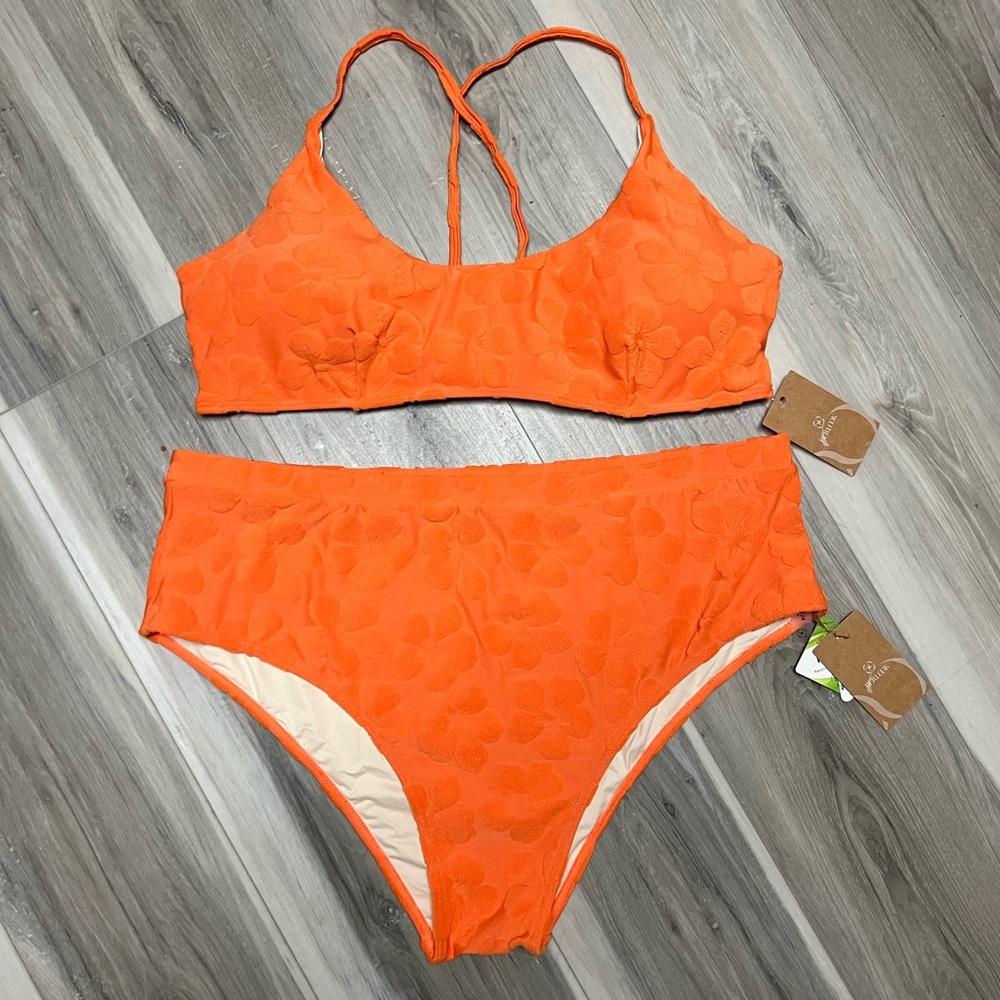 Orange Textured Bikini Set